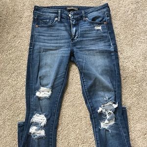 Abercrombie dark wash distressed jeans